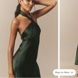 Anthropolgy BHLDN Selma Halter-Neck High-Shine Satin
Maxi Dress